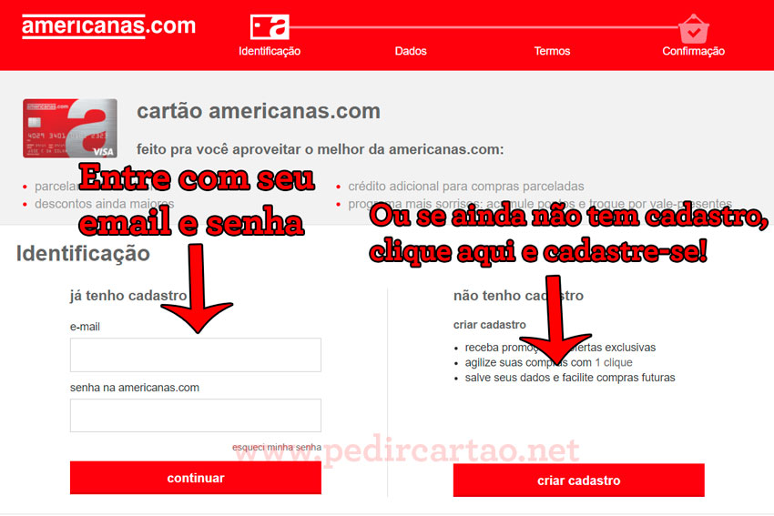 como pedir Cartão de Crédito Americanas pelo site