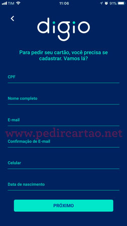 como solicitar cartão Digio pelo aplicativo