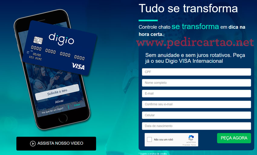 como solicitar cartão Digio pelo site