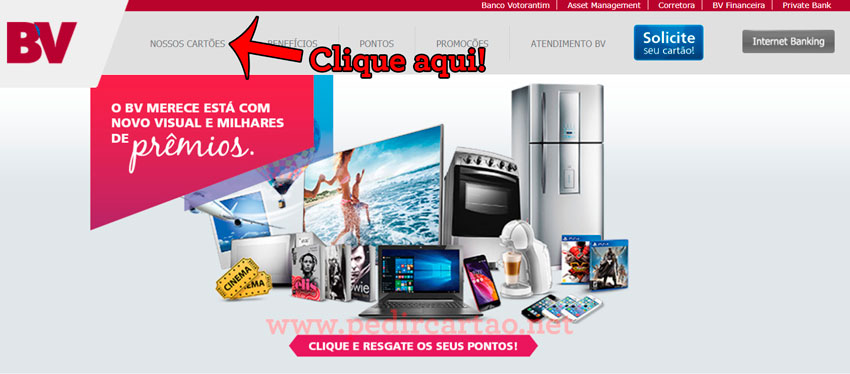 como solicitar cartões de crédito BV