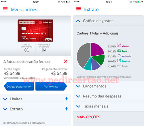 Aplicativo Bradesco cartões