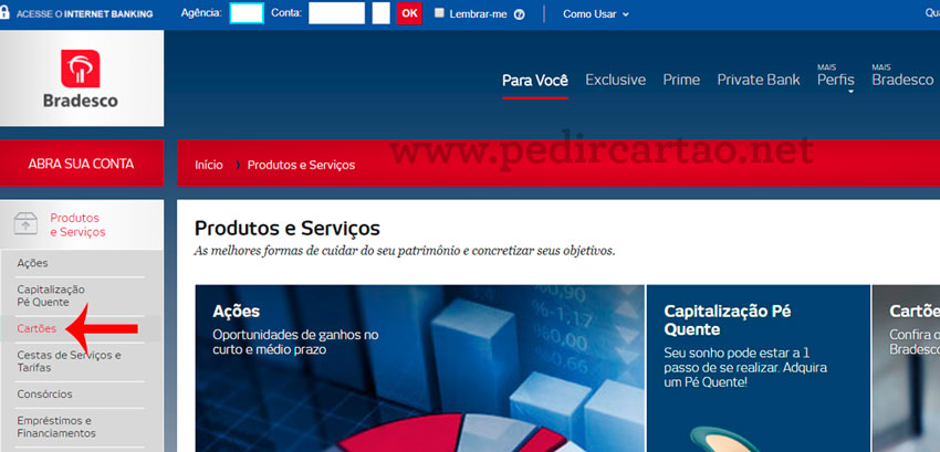 Como solicitar Cartão de crédito Bradesco