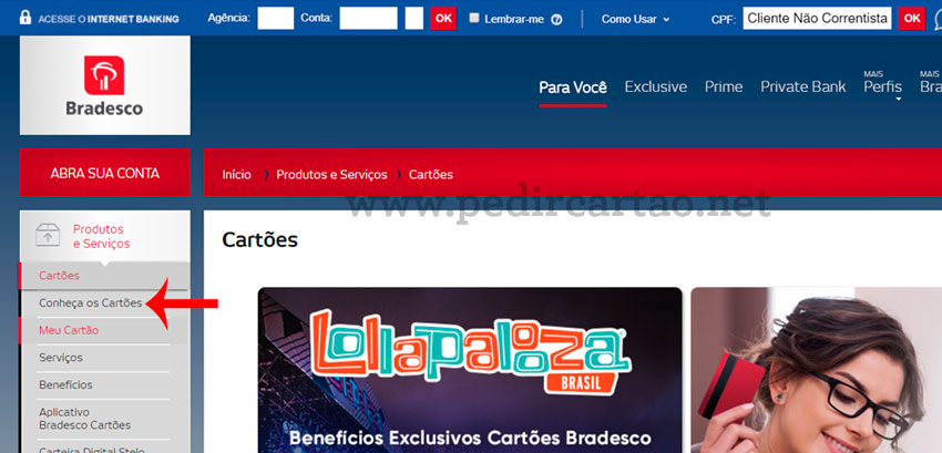Como solicitar Cartão de crédito Bradesco