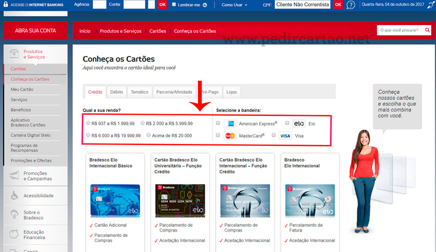 Como solicitar Cartão de crédito Bradesco
