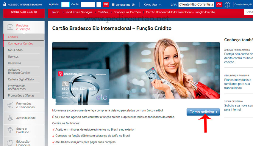 Como solicitar Cartão de crédito Bradesco